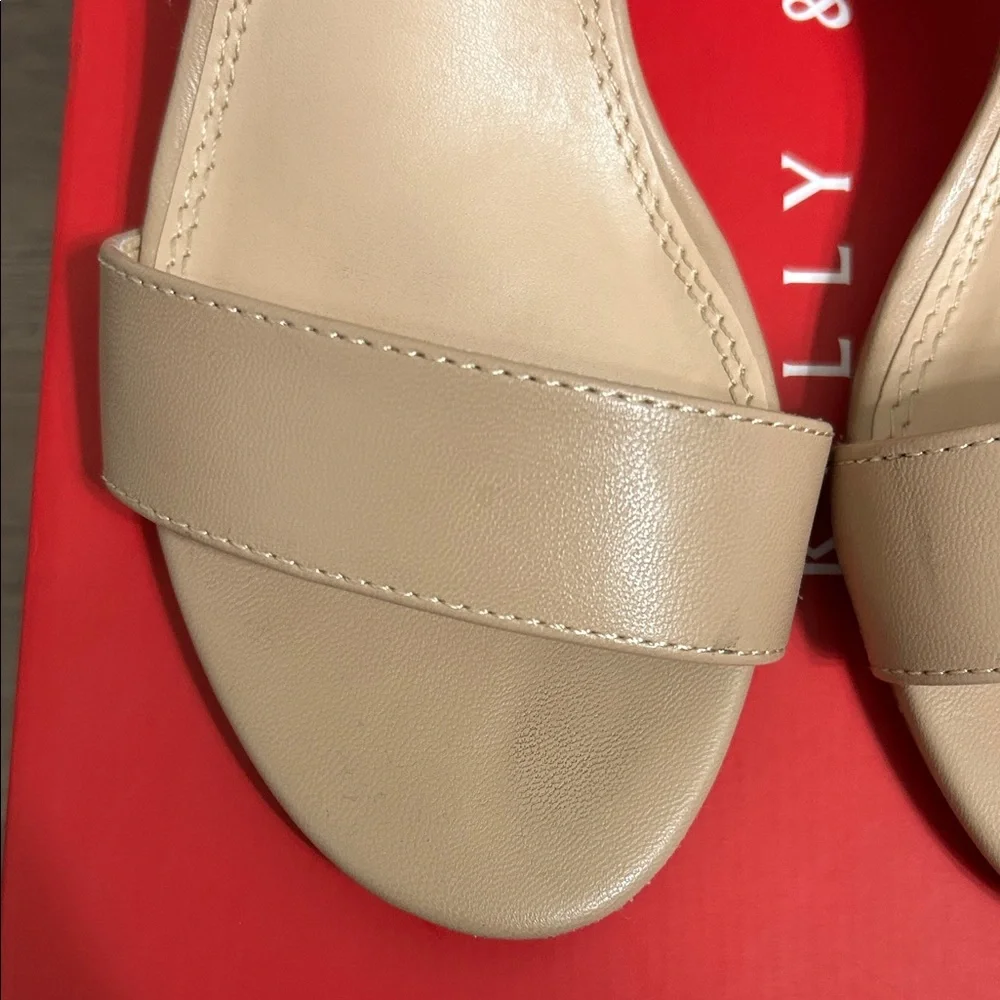 Kelly & Katie Hailee Beige Ankle-Strap Block Heel Sandals - Picture 3 of 9